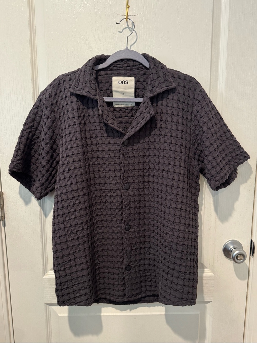 OAS Men's ‘Waffle Cuba Shirt’ in Charcoal Gray